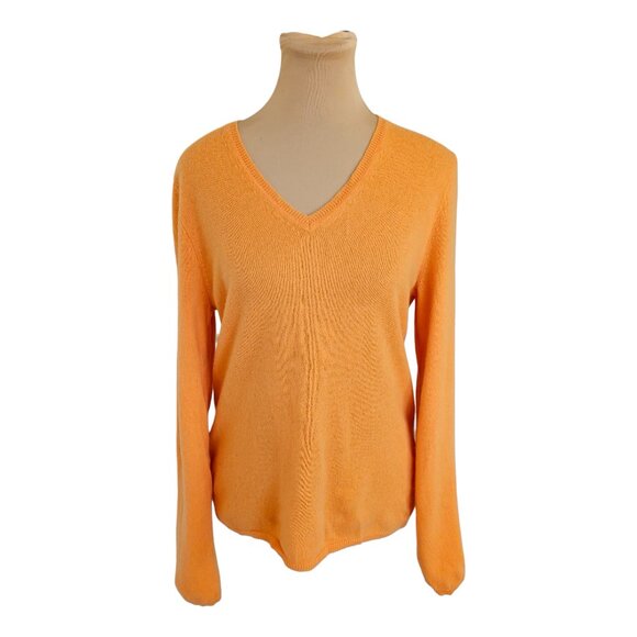 Lord & Taylor Orange Super Soft 100% Cashmere Sweater Sz L - Picture 1 of 6